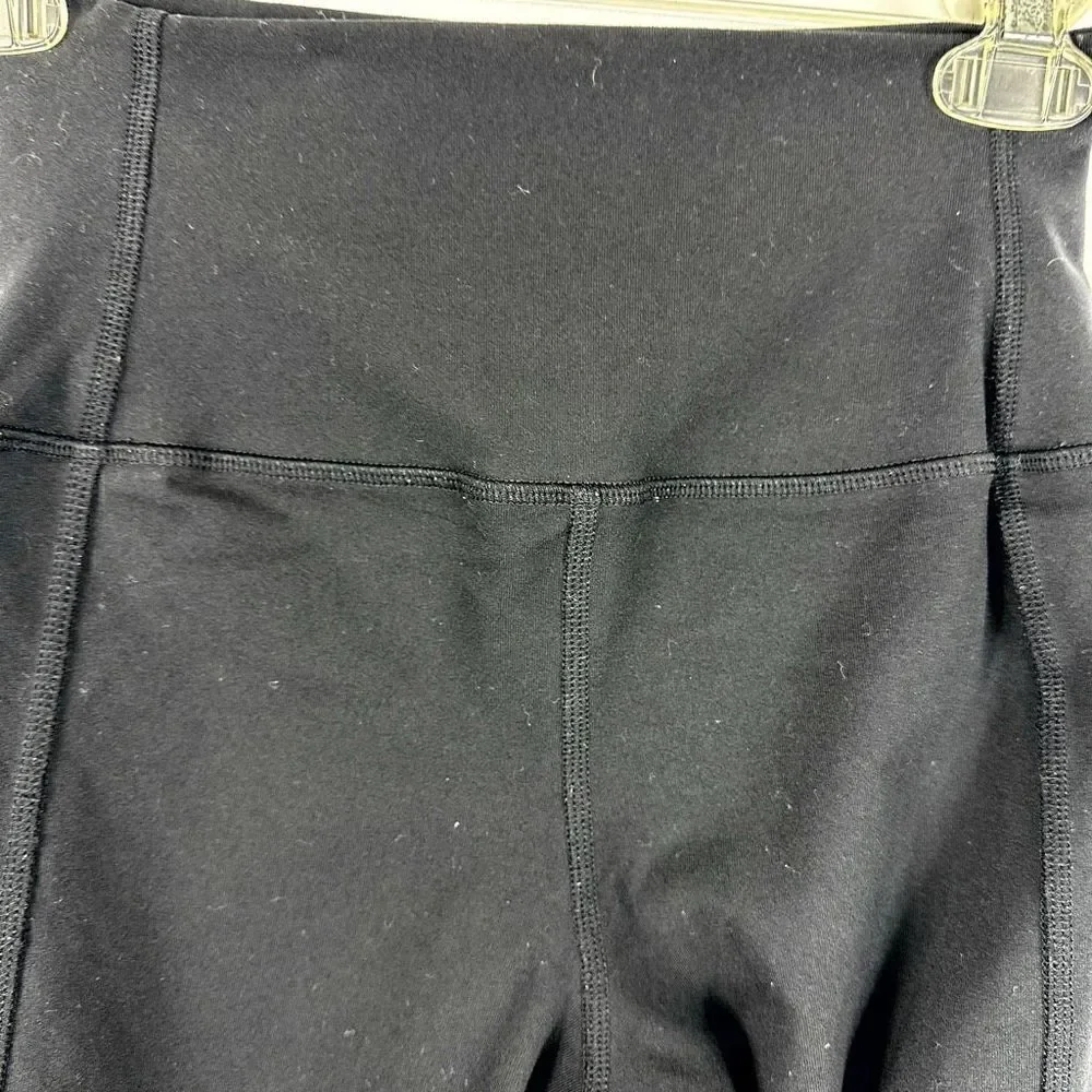 Alo Black Leggings High Rise Sheer Mesh Legs Pin Tuck Size XS Inseam 28